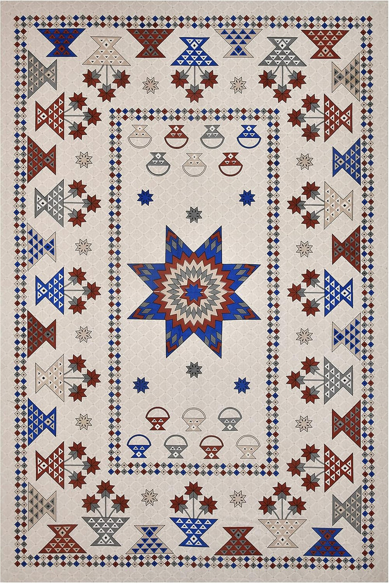 BLOCKS OF INDIA 200TC Diwan Set Cotton 8 Piece | Deewan Printed Bedsheet Sets for Living Room Hall (Set of 8 Piece, 1-Bed Sheet | 2-Bolster Cover | 5-Cushion Cover (Color 25)