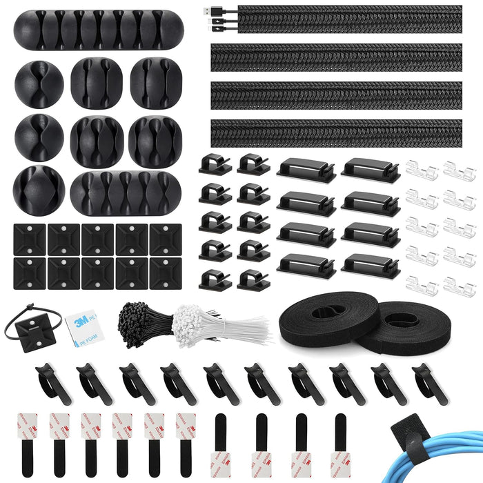 273 Pcs Cable Management Kit, ????? ???????? Cable Organizer for Home and Office. Useful for Power Cord, USB Cable, TV Cable, PC, Desktop Cable clips bundle, Home Office Cord Organizer for Desk etc