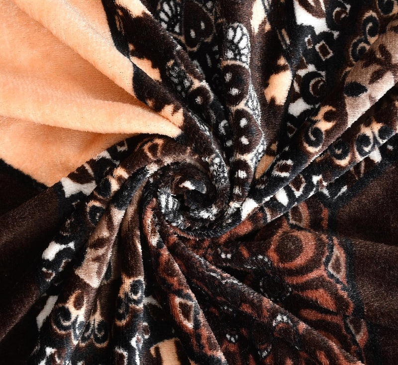 TIB Presents Flannel Warm Diwan Cover Set, 1 Single Bedsheet (60 x 90 inch), 5 Pillows (16 x 16 inch), 2 Bolster Covers (16 x 32 inch) (Triangle Black)