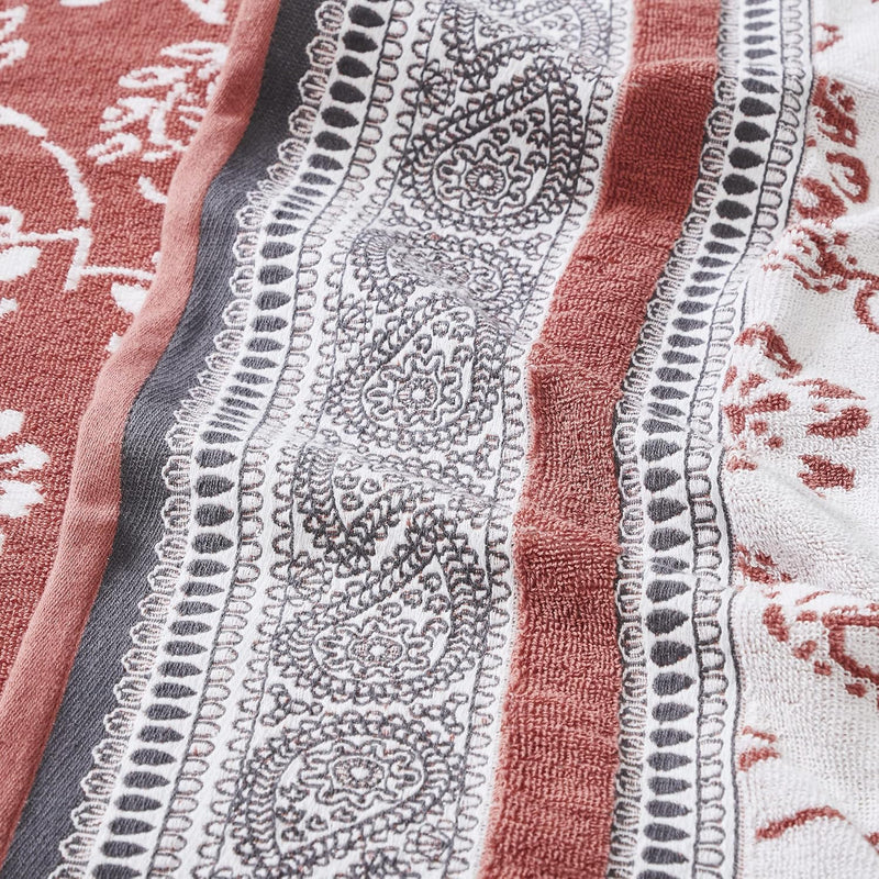 Modern Threads 6 Piece Set, 2 Bath Towels, 2 Hand Towels, 2 Washcloths Yarn Dyed Jacquard/Solid Towel Set Ophelia Blue