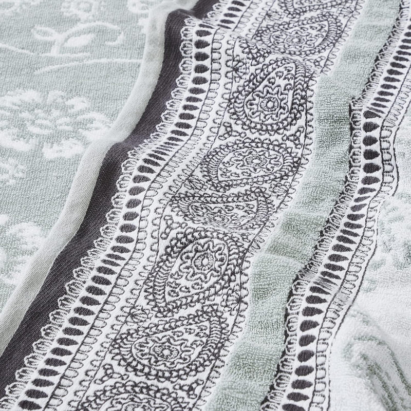 Modern Threads 6 Piece Set, 2 Bath Towels, 2 Hand Towels, 2 Washcloths Yarn Dyed Jacquard/Solid Towel Set Ophelia Blue