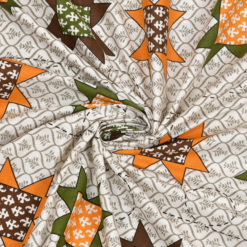 BLOCKS OF INDIA 200TC Diwan Set Cotton 8 Piece | Deewan Printed Bedsheet Sets for Living Room Hall (Set of 8 Piece, 1-Bed Sheet | 2-Bolster Cover | 5-Cushion Cover (Color 25)