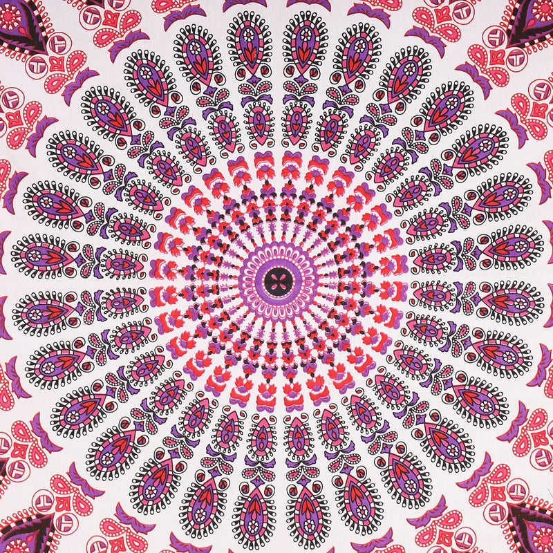 Bless International, Indian Wall Hanging Psychedelic Hippie Bohemian Peacock Mandala Tapestry Bed Sheet Gold Pink Blue King 225x265cm