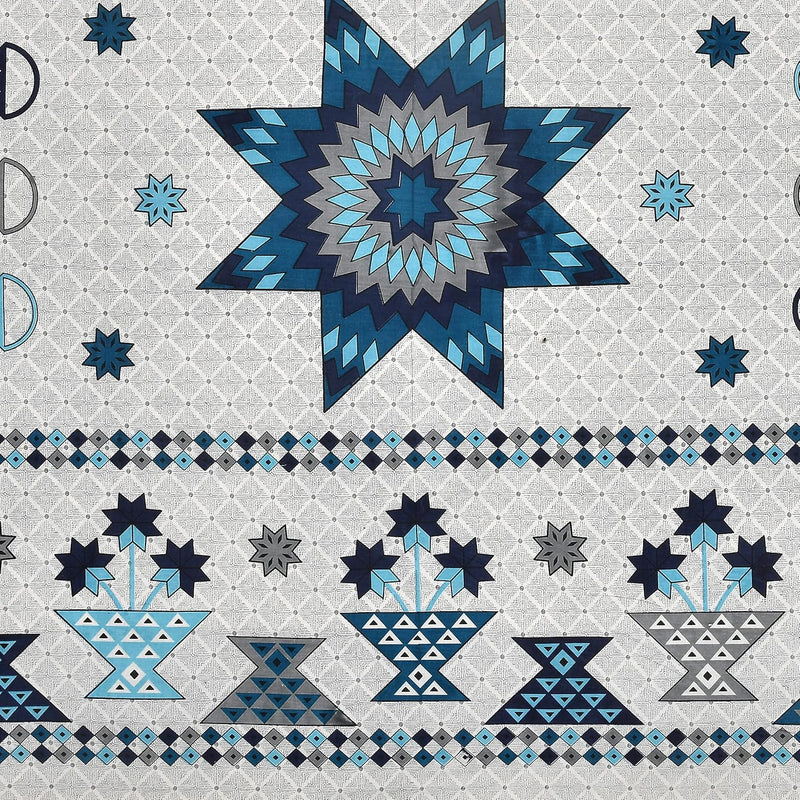 BLOCKS OF INDIA 200TC Diwan Set Cotton 8 Piece | Deewan Printed Bedsheet Sets for Living Room Hall (Set of 8 Piece, 1-Bed Sheet | 2-Bolster Cover | 5-Cushion Cover (Color 25)