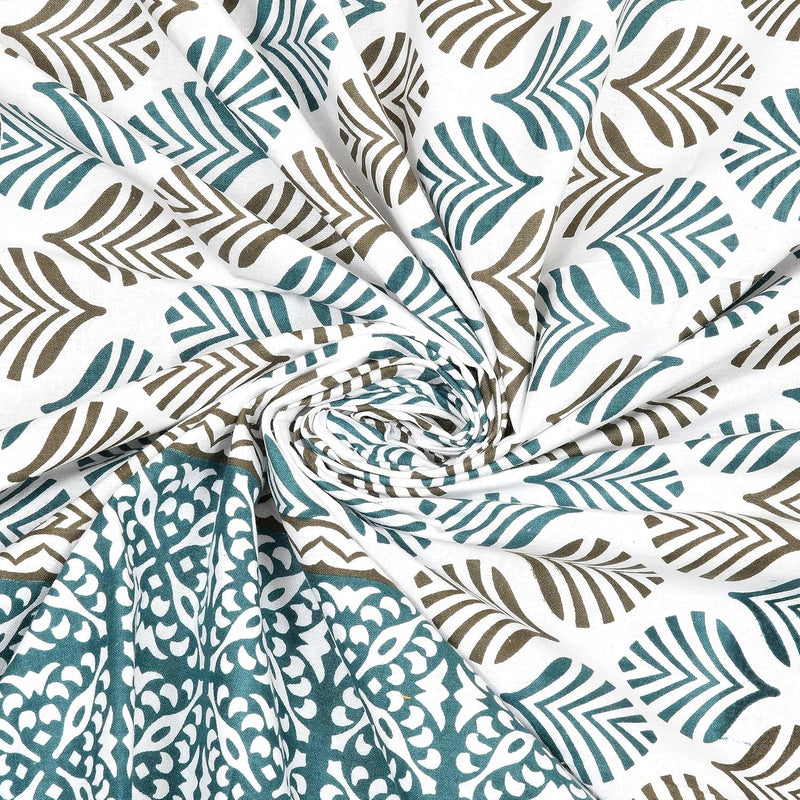 BLOCKS OF INDIA 200TC Diwan Set Cotton 8 Piece | Deewan Printed Bedsheet Sets for Living Room Hall (Set of 8 Piece, 1-Bed Sheet | 2-Bolster Cover | 5-Cushion Cover (Color 25)