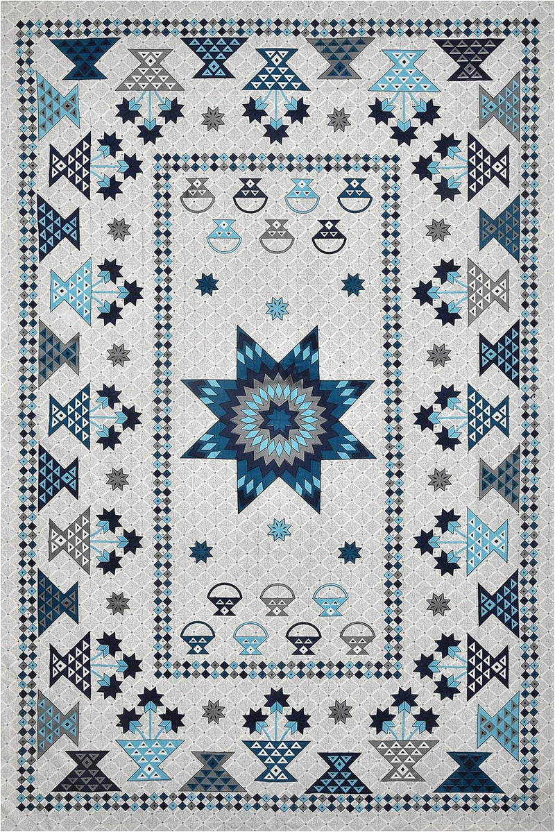 BLOCKS OF INDIA 200TC Diwan Set Cotton 8 Piece | Deewan Printed Bedsheet Sets for Living Room Hall (Set of 8 Piece, 1-Bed Sheet | 2-Bolster Cover | 5-Cushion Cover (Color 25)