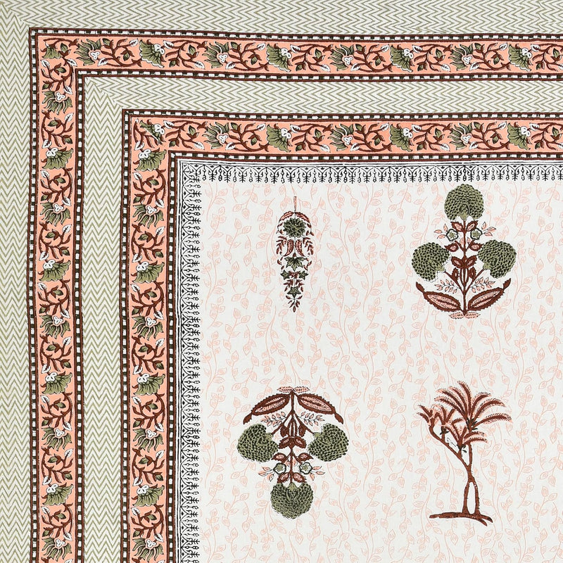 BLOCKS OF INDIA 200TC Diwan Set Cotton 8 Piece | Deewan Printed Bedsheet Sets for Living Room Hall (Set of 8 Piece, 1-Bed Sheet | 2-Bolster Cover | 5-Cushion Cover (Color 25)