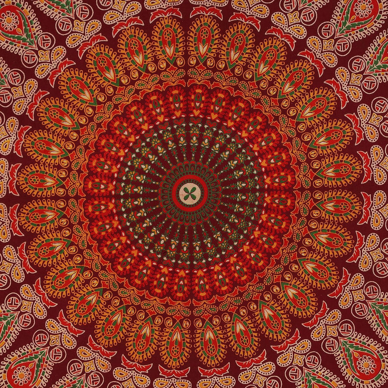 Bless International, Indian Wall Hanging Psychedelic Hippie Bohemian Peacock Mandala Tapestry Bed Sheet Gold Pink Blue King 225x265cm