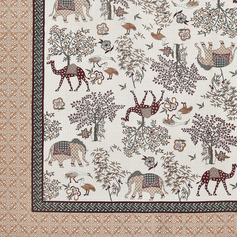 BLOCKS OF INDIA 200TC Diwan Set Cotton 8 Piece | Deewan Printed Bedsheet Sets for Living Room Hall (Set of 8 Piece, 1-Bed Sheet | 2-Bolster Cover | 5-Cushion Cover (Color 25)