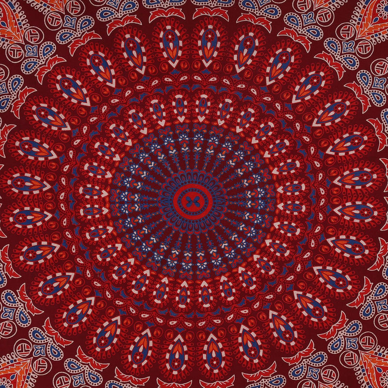 Bless International, Indian Wall Hanging Psychedelic Hippie Bohemian Peacock Mandala Tapestry Bed Sheet Gold Pink Blue King 225x265cm