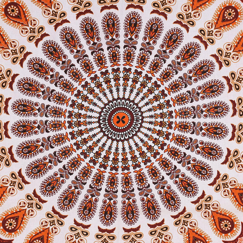 Bless International, Indian Wall Hanging Psychedelic Hippie Bohemian Peacock Mandala Tapestry Bed Sheet Gold Pink Blue King 225x265cm