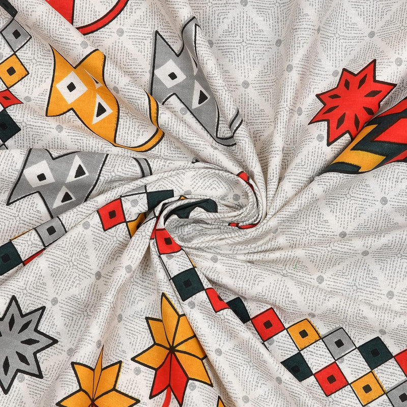 BLOCKS OF INDIA 200TC Diwan Set Cotton 8 Piece | Deewan Printed Bedsheet Sets for Living Room Hall (Set of 8 Piece, 1-Bed Sheet | 2-Bolster Cover | 5-Cushion Cover (Color 25)