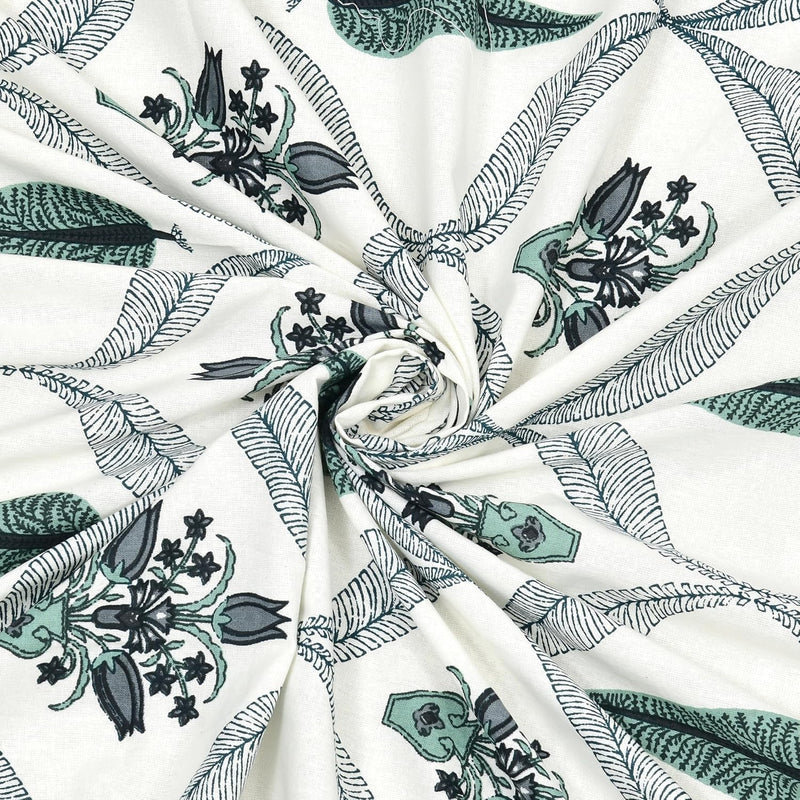 BLOCKS OF INDIA 200TC Diwan Set Cotton 8 Piece | Deewan Printed Bedsheet Sets for Living Room Hall (Set of 8 Piece, 1-Bed Sheet | 2-Bolster Cover | 5-Cushion Cover (Color 25)