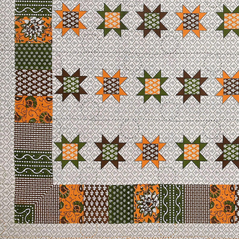 BLOCKS OF INDIA 200TC Diwan Set Cotton 8 Piece | Deewan Printed Bedsheet Sets for Living Room Hall (Set of 8 Piece, 1-Bed Sheet | 2-Bolster Cover | 5-Cushion Cover (Color 25)