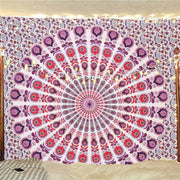 Bless International, Indian Wall Hanging Psychedelic Hippie Bohemian Peacock Mandala Tapestry Bed Sheet Gold Pink Blue King 225x265cm