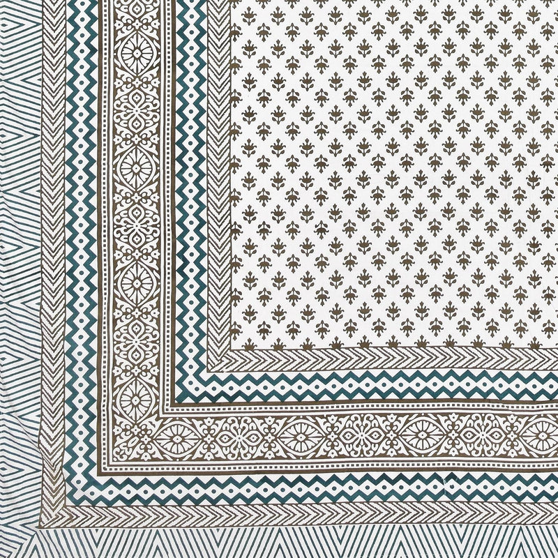 BLOCKS OF INDIA 200TC Diwan Set Cotton 8 Piece | Deewan Printed Bedsheet Sets for Living Room Hall (Set of 8 Piece, 1-Bed Sheet | 2-Bolster Cover | 5-Cushion Cover (Color 25)