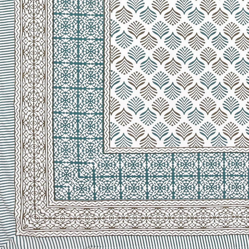 BLOCKS OF INDIA 200TC Diwan Set Cotton 8 Piece | Deewan Printed Bedsheet Sets for Living Room Hall (Set of 8 Piece, 1-Bed Sheet | 2-Bolster Cover | 5-Cushion Cover (Color 25)