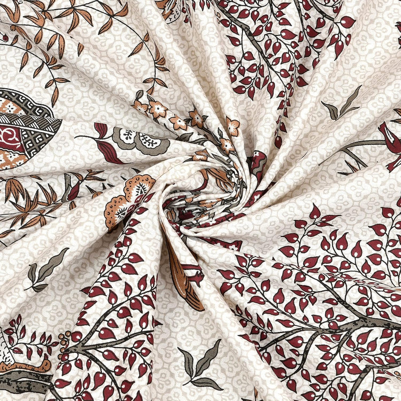 BLOCKS OF INDIA 200TC Diwan Set Cotton 8 Piece | Deewan Printed Bedsheet Sets for Living Room Hall (Set of 8 Piece, 1-Bed Sheet | 2-Bolster Cover | 5-Cushion Cover (Color 25)