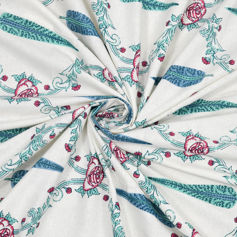 BLOCKS OF INDIA 200TC Diwan Set Cotton 8 Piece | Deewan Printed Bedsheet Sets for Living Room Hall (Set of 8 Piece, 1-Bed Sheet | 2-Bolster Cover | 5-Cushion Cover (Color 25)