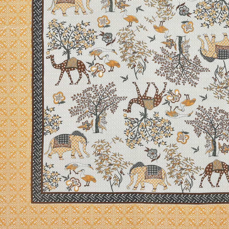 BLOCKS OF INDIA 200TC Diwan Set Cotton 8 Piece | Deewan Printed Bedsheet Sets for Living Room Hall (Set of 8 Piece, 1-Bed Sheet | 2-Bolster Cover | 5-Cushion Cover (Color 25)