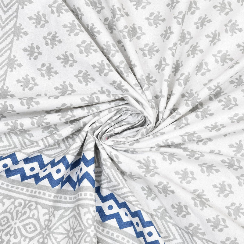 BLOCKS OF INDIA 200TC Diwan Set Cotton 8 Piece | Deewan Printed Bedsheet Sets for Living Room Hall (Set of 8 Piece, 1-Bed Sheet | 2-Bolster Cover | 5-Cushion Cover (Color 25)