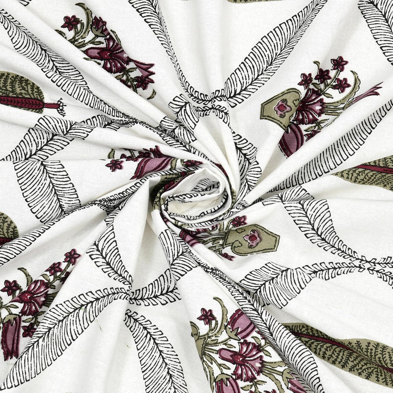 BLOCKS OF INDIA 200TC Diwan Set Cotton 8 Piece | Deewan Printed Bedsheet Sets for Living Room Hall (Set of 8 Piece, 1-Bed Sheet | 2-Bolster Cover | 5-Cushion Cover (Color 25)