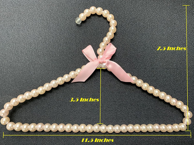 Pearl Clothes Beads Hangers for Kids Baby Girl Infant Toddler Childerns for Fancy Dress Closet Hanger Elegant Gift Ideas Metal Hangers (5 Pack) Pink