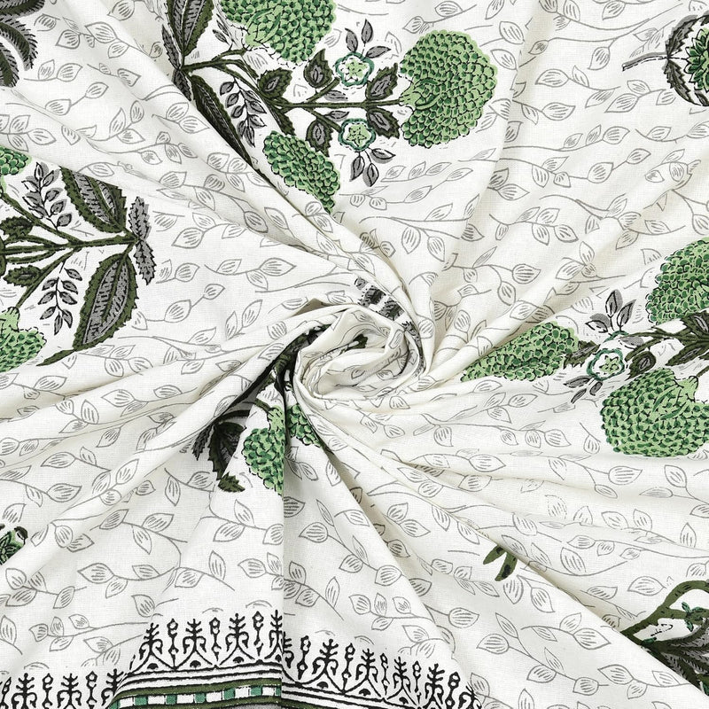 BLOCKS OF INDIA 200TC Diwan Set Cotton 8 Piece | Deewan Printed Bedsheet Sets for Living Room Hall (Set of 8 Piece, 1-Bed Sheet | 2-Bolster Cover | 5-Cushion Cover (Color 25)