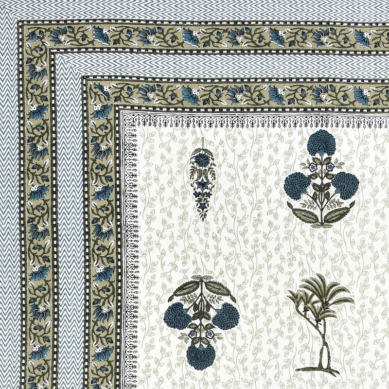 BLOCKS OF INDIA 200TC Diwan Set Cotton 8 Piece | Deewan Printed Bedsheet Sets for Living Room Hall (Set of 8 Piece, 1-Bed Sheet | 2-Bolster Cover | 5-Cushion Cover (Color 25)