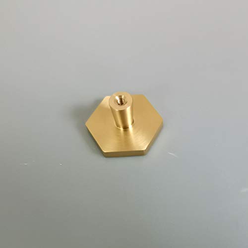 Tokatuker 6-Pack 30mm(1.2") Solid Brass Knob Simple Chamfered Hexagon Kitchen or Furniture Cabinet Hardware Drawer Handle Knob, Brushed Brass (1.2" Hexagon)
