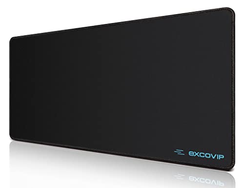 EXCOVIP Gaming Mouse Pad XL, Extended Table Mat Desk Pad For Computer & Laptop Keyboard Accessories Rubber Mice Pads Non-Slip Black Stitched Edges -23.5x11.6"