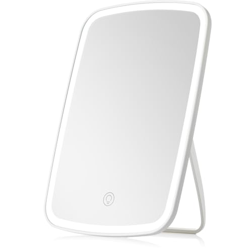 e world unbox happiness Makeup Mirror Portable USB Rechargeable LED Touch Screen Vanity Mirror Foldable Travel Make up Mirror
