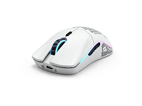 Glorious Model O Wireless Gaming Mouse - RGB 69g Superlight Ergonomic Wireless Gaming Mouse - Backlit Honeycomb Shell Design Gaming Mice (Matte White)
