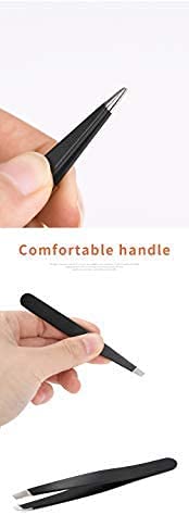 tweezer Professional 4 Piece Stainless Steel Tweezer Set With Leather Bag Case for eyebrow and Eyelash tweezer