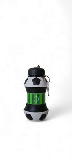 Collapsible Water Bottle for Kids – BPA-Free, Leak-Proof & Portable | Flexible, Foldable Kids Water Bottle for School, Travel & Sports | Fun Football & Basketball (Football)