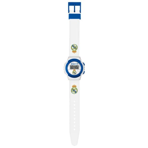 Real Madrid Boy's Digital Quartz Watch with Silicone Strap RM00014, White, strap