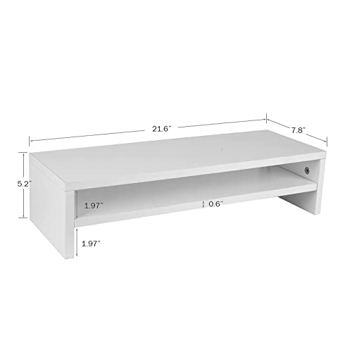 BEYGORM Monitor Stand Riser, 2 Tiers Screen Stand for Laptop ComputerTVPCPrinter, Multifunctional Desktop Organizer 21.6L x 7.8" W x 5.2" H (White)