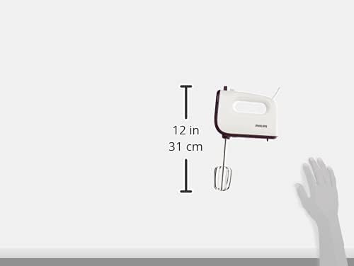Philips Mixer - 400W - Double Balloon Beater, Kneading Tool, 5 Speeds + Turbo, White/Purple - HR3740/11