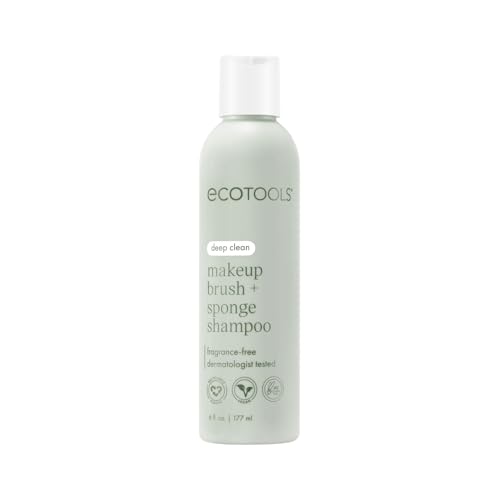 EcoTools Makeup Brush and Sponge Shampoo, Removes Makeup, Dirt, & Impurities From Brushes & Makeup Blender Sponges, Fragrance-Free Brush Cleanser, Vegan, & Cruelty-Free, 6 fl.oz./ 177 ml, 1 Count