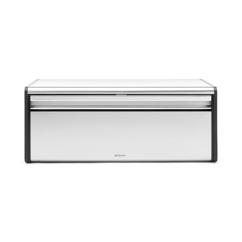 Brabantia Fall Front Bread Box - Brilliant Steel with Black Sides, 163463