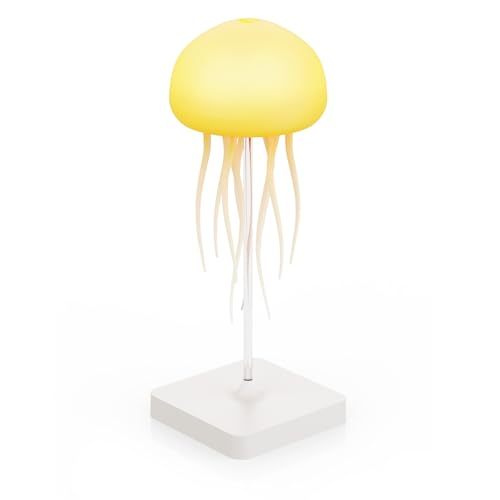 Jellyflow Lamp, RGB Gradient Voice Control Jellyfish Lamp, 1000mAh Rechargeable Floating Jellyfish Lamp with 9 Flexible Tentacles, for Bedrooms, Living Room and Gifts