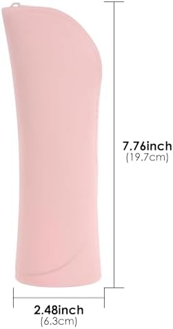 BIGTHREE Makeup Brush Bags, Silicone Small Makeup Brush Case, Travel Cosmetic Bag, Soft Waterproof Brushes Organiser with Zipper, Small Cosmetic Pouch for Women, Lightweight, Large Capacity(Pink)