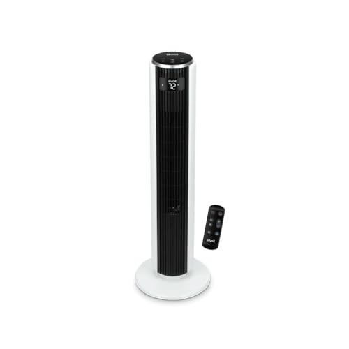 LEVOIT 20dB Silent Tower Fan with Remote Control, 7.9m/s Powerful Fan with DC Motor, 26W Energy, 4 Modes 12 Speeds 12H Timer, Advanced Sleep Mode, Front Display, 90° Oscillation