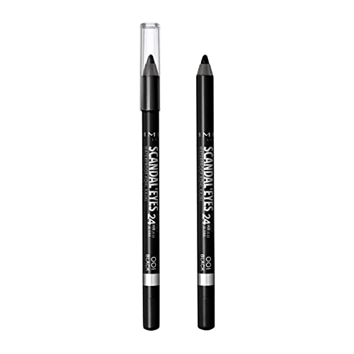 Rimmel London, Scandaleyes Waterproof Kohl Kajal Pencil Eyeliner, 01 Black, 1.3g