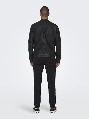 Only & Sons Men's Onsmike Pu Racer Jacket Otw Jacket