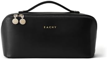 EACHY Travel Makeup Bag,Large Capacity Cosmetic Bags for Women,Waterproof Portable Pouch Open Flat Toiletry Bag Make up Organizer with Divider and Handle