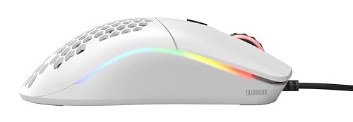 Glorious Model O Wired Gaming Mouse - RGB 67g Lightweight Ergonomic - Backlit Honeycomb Shell Design Mice (Matte White)