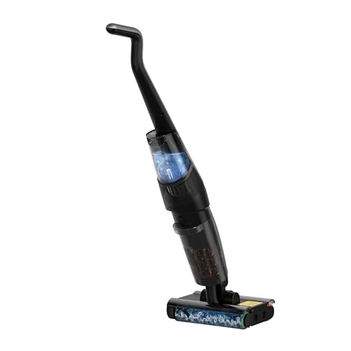 Deerma VX96W Cordless Vacuum Cleaner, Wet And Dry Vacuum Cleaner 15kPa Suction Force Double Roller Brush One Button Self Cleaning 600ml Clean Water Tank & 700ml Sewage Tank 4000mAh Battery 160W