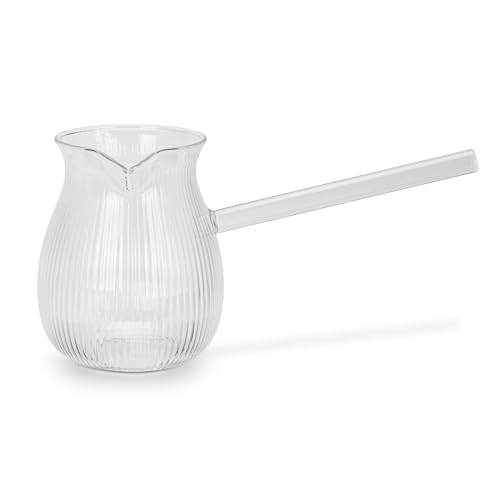 Fissman Glass Turkish Coffee Pot 500mL, High-Heat Resistant Glass Teapot, Milk Warmer, Sauce Maker, Ibrik Cezve Briki, Perfect Pouring Spout Stovetop/Turkish/Tea/Milk Warmer