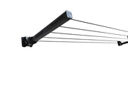 GLITZ® Clothes Drying Stand Space Saving Foldable 4 Wire Metal Wall Mount, Collapsible Rack Powder Coated Rust Proof Four Tier With Free Clothesline (Black)